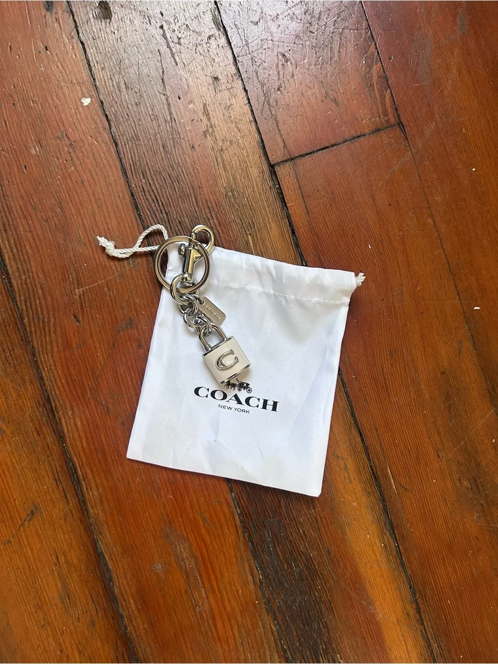 Coach Lock Bag Charm Cream Enamel with Silver Hardware - Picture 3 of 8